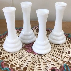 Lot of 4 Vintage Milk Glass Vases